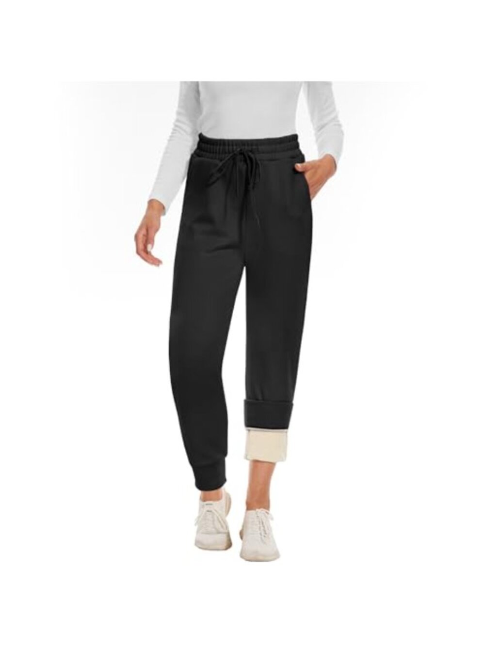 Fleece Lined Sweatpants Joggers High Rise Tapered Winter Activewear